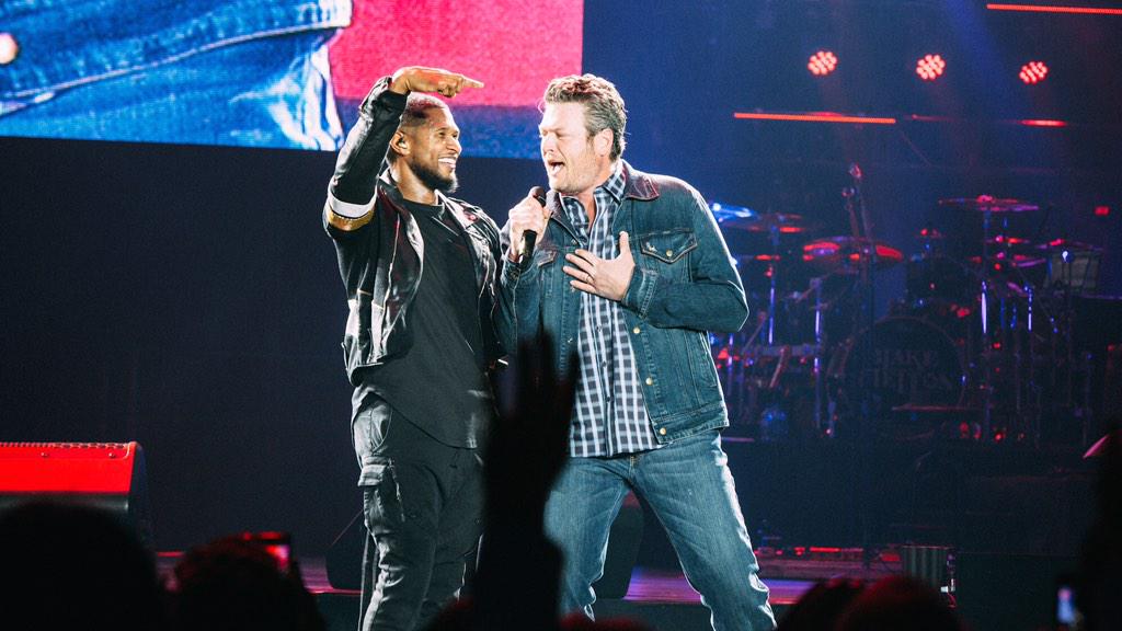 Usher's tweet photo. Last night was epic. Thank you Dallas &amp; @BlakeShelton @UnitedWayDallas #UniteDallas http://t.co/jJZN9qlF00