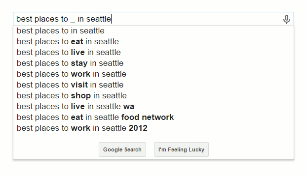 randfish's tweet photo. Screenshot of how to use the _ wildcard with Google Suggest (h/t @marybowling) http://t.co/rLbRSBHtzO