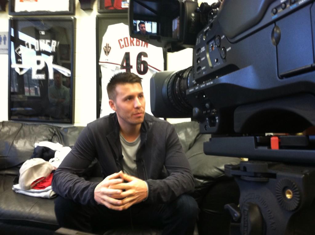 GregBrzozowski's tweet photo. Tonight on @WJHG_TV, @PatrickCorbin11 talks about having his number retired amongst @JoeyBats19 &amp; @russellmartin55 http://t.co/lghKL3QaQ9