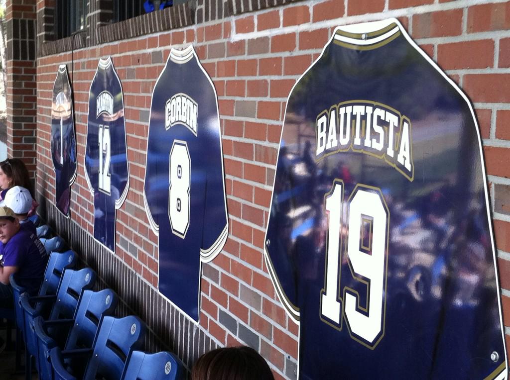 GregBrzozowski's tweet photo. Tonight on @WJHG_TV, @PatrickCorbin11 talks about having his number retired amongst @JoeyBats19 &amp; @russellmartin55 http://t.co/lghKL3QaQ9