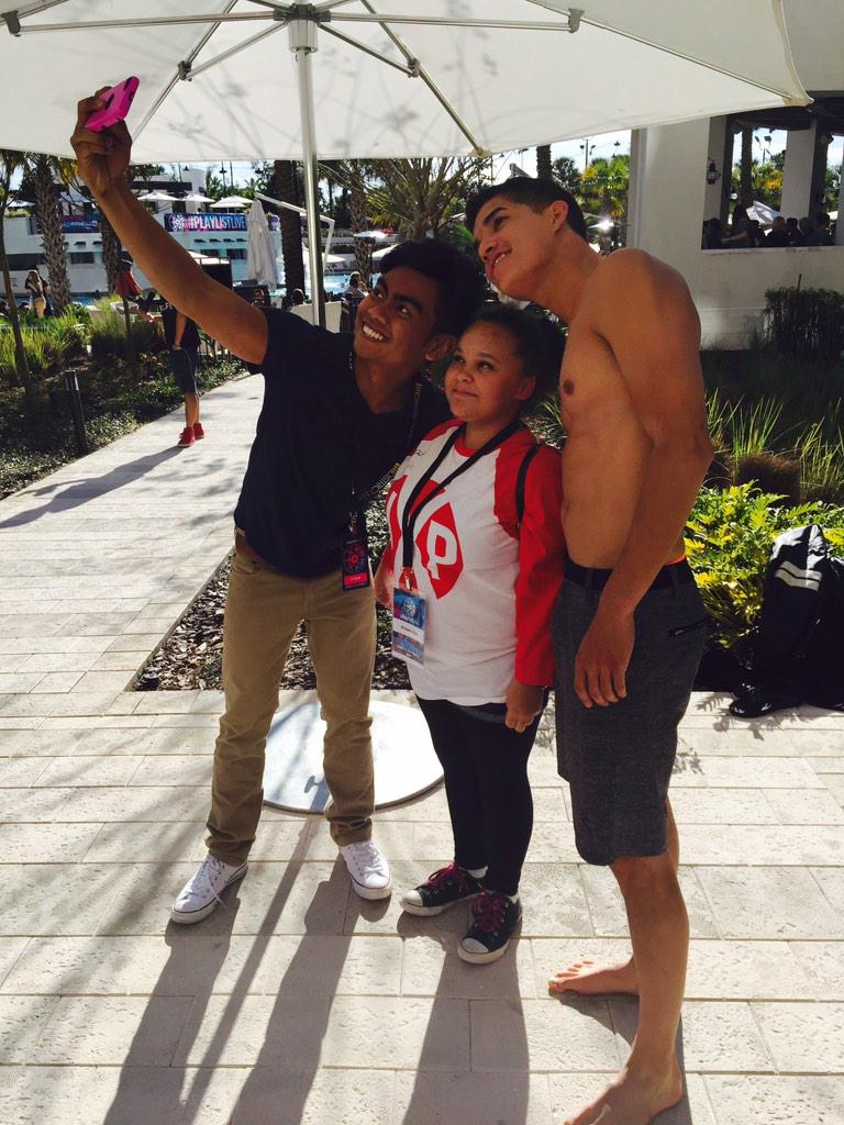 GuavaJuice's tweet photo. We're @PlaylistLive making a video to celebrate 3 MILLION SUBSCRIBERS! Come find us at the pool &amp; be in it with us! http://t.co/aCX7Ys7p8z