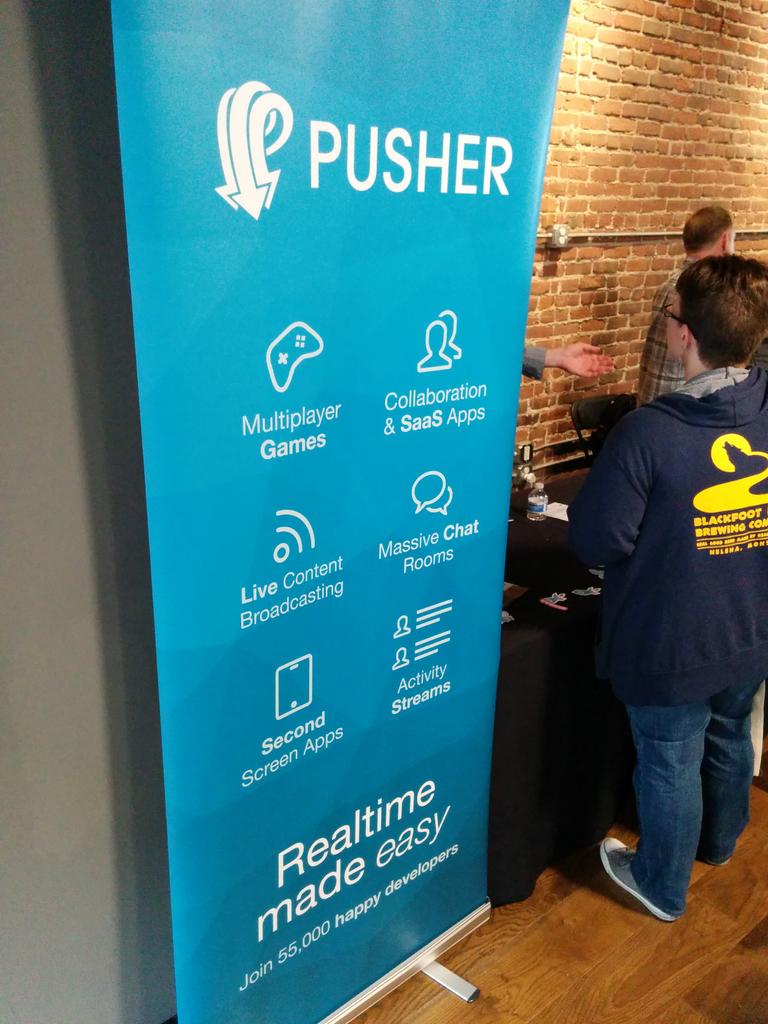 pusher's tweet image. Crazy busy at #DevWeek15 #hackathon