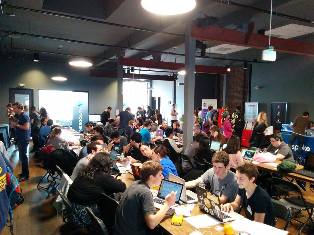 pusher's tweet image. Crazy busy at #DevWeek15 #hackathon