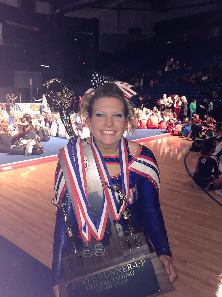 twiiterlesskass's tweet image. Ending my cheer career with a first, second, and third place finish. Oh and a whip on podium 🎀🙈🙌🐾