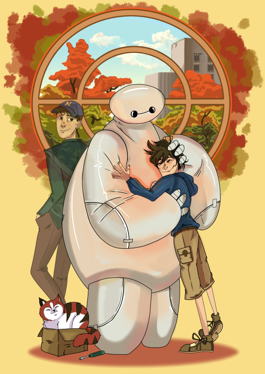 SarahfromNWales's tweet photo. A brilliant illustration inspired by #BigHero6 from @ByGaslight #Baymax #BaymaxHug #Tadashi #Hiro http://t.co/PcLofY3KYC