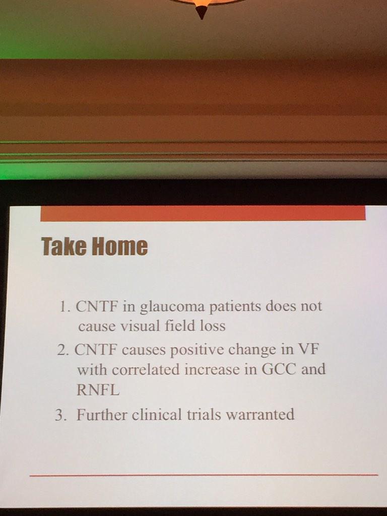 RetinaToday's tweet image. #TakehomePoints from Thomas Albini, MD, on CNTF for optic nerve disease. #Angiogenesis2015