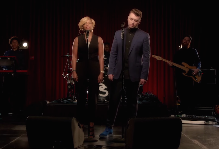 maryjblige's tweet photo. Only a few more hours until @TheGRAMMYs tonight. Who will be tuning in to see @samsmithworld and I duet? http://t.co/77jhW2LtiP