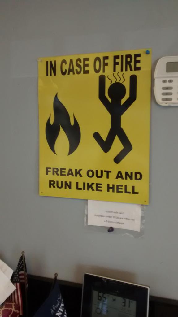 Went to get propane today.  Nice warning on wall.  Love the humor... #freakout #propane #phelanpropane #fire