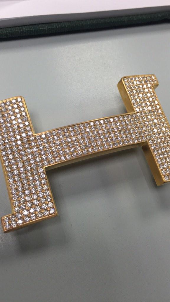 KevinGabai's tweet photo. Just finished this Original #Hermes belt inlaying 15cts of VVS Diamonds for a client ... It came out #flawless http://t.co/IFa4ubugY3