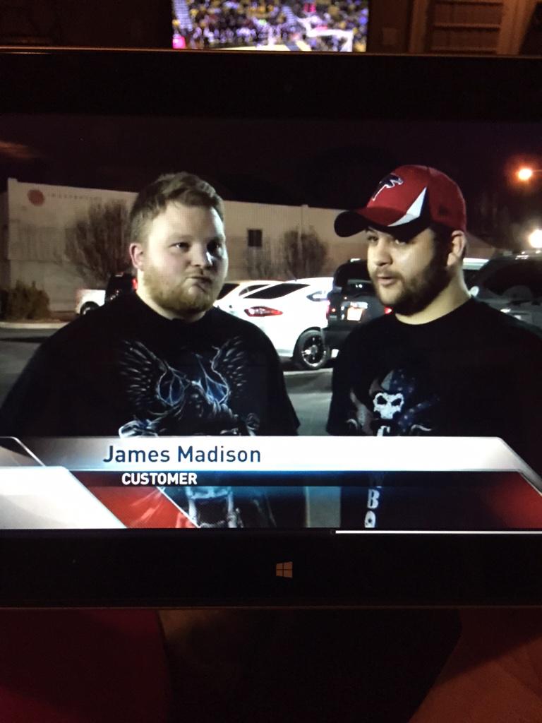 AShoe15's tweet photo. I could watch this interview for days! 😂#JamesMadison #TylerStewart @rogersherrer @KoKoTipton http://t.co/KFcmiwBsGf