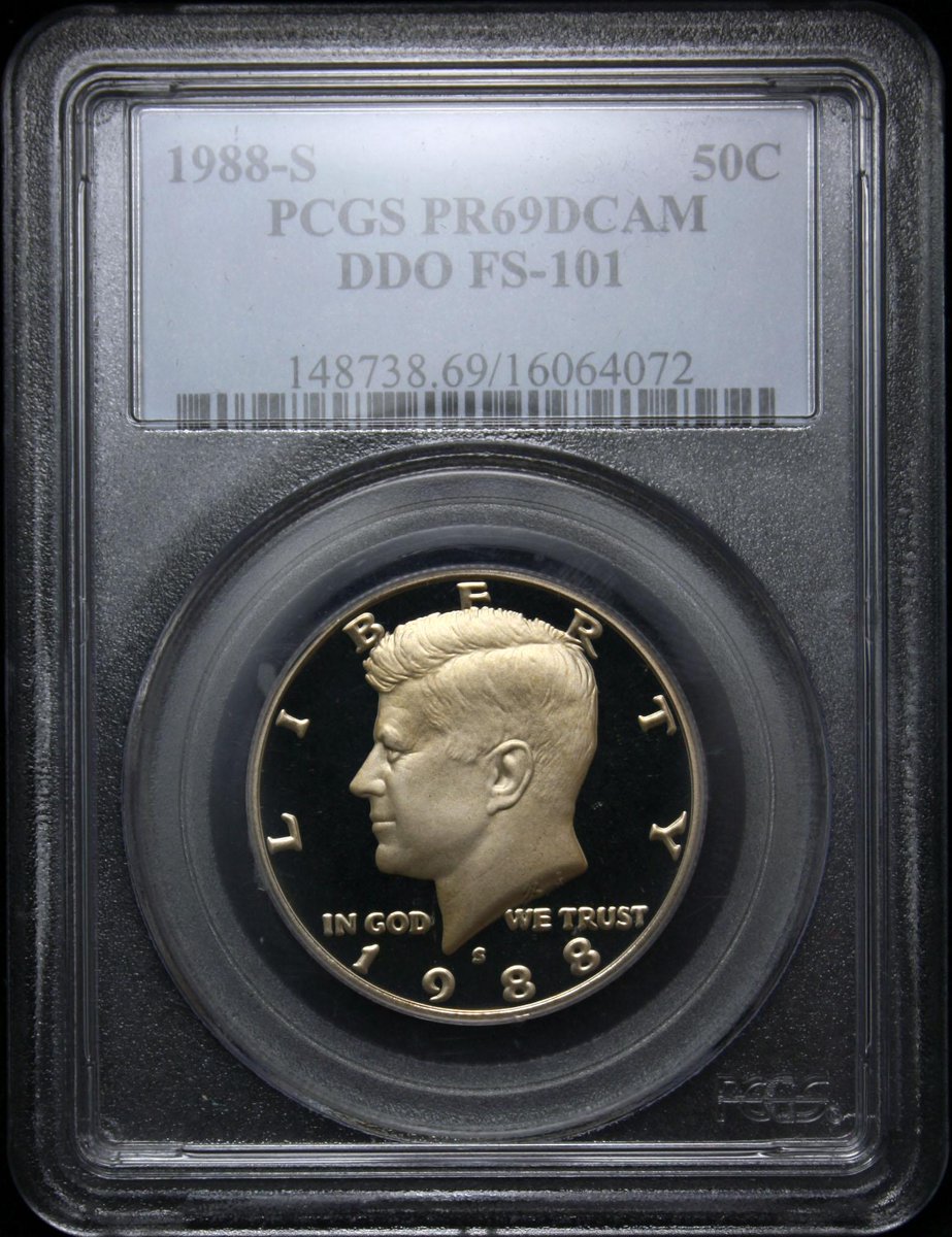 RareCoinCollect's tweet image. 1988-S #Kennedy #HalfDollar #PCGS #Proof 69 DEEP CAMEO - DDO FS-101 - 1 of 6 Graded by PCGS in 69 #DCAM. None Higher!