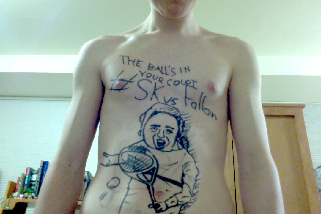 generalchesty's tweet image. self drawn @jimmyfallon tattoos continue until #SKvsFallon succeeds. The ball's in your court #norugrats #respondASAP