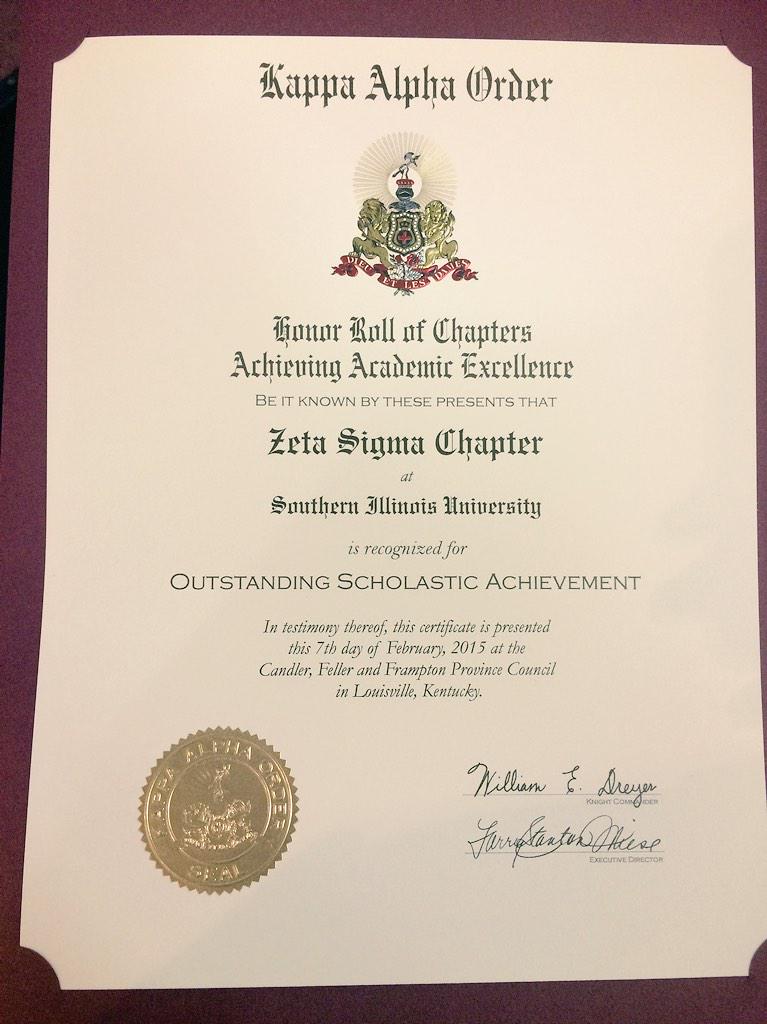 SIUKappaAlpha's tweet photo. One last photo from Province. Our award for Outstanding Scholastic Achievement. Good job everyone. #KAPC15 #KA150 http://t.co/CvxYEkk3cv