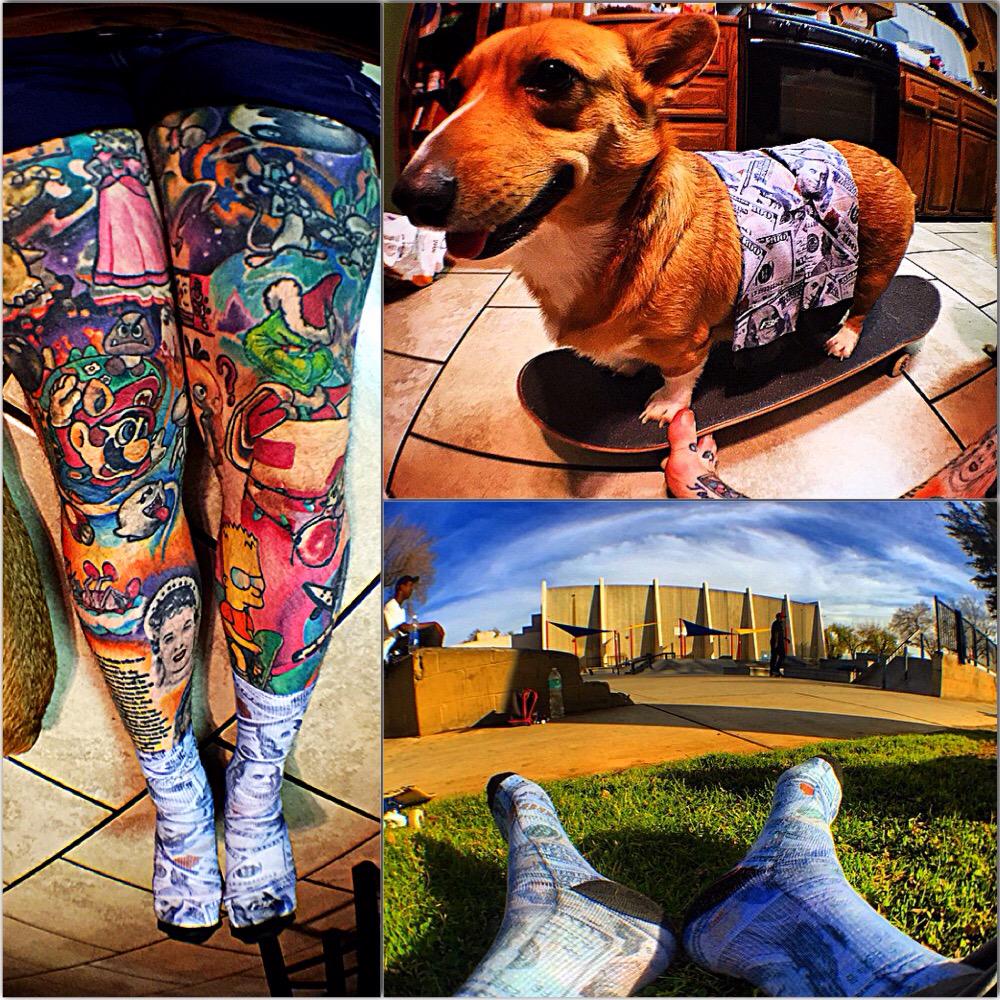 ForBareFeet's tweet photo. Our Pile of Benjamin's #socks! 👍 @chuckygerold &amp; #zooeythecorgi! #moneysocks #money #fbfsocks #dogs #sublimationsocks http://t.co/tR7dpuKzAK