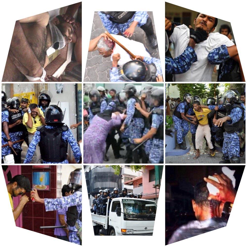 MariyaDidi's tweet photo. 8/2/2012..Maldive Police attack unarmed citizens! CoupLeader @DrWaheedH Baagy got record 5% when he faced elections! http://t.co/3IMTR7DFUo