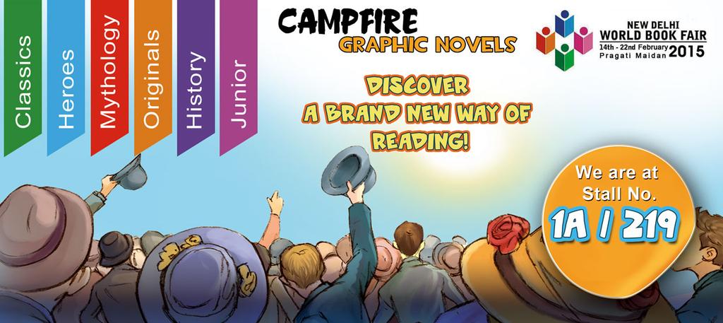CampfireComics's tweet photo. Campfire's participating in New Delhi World Book Fair 2015 between 14th - 22nd at Pragati Maidan. See you there! #rt http://t.co/EJ9xPK6GWZ
