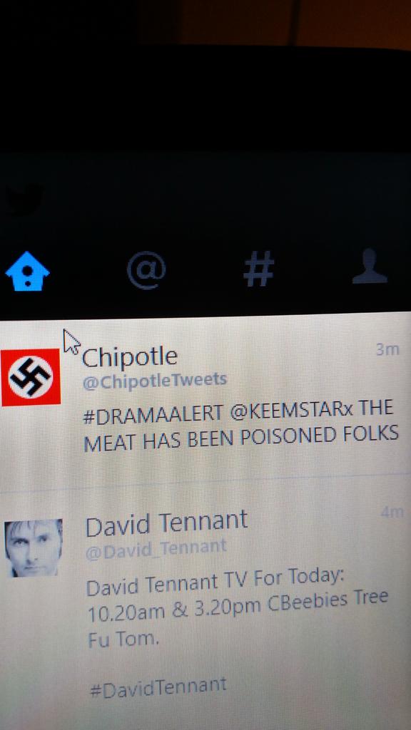 realdavidwebb's tweet image. Looks like Chipotle got hacked on twitter. #chipotlehack