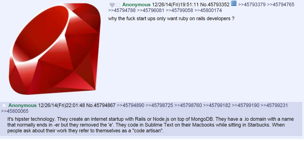indotstudio's tweet photo. Why startups use Ruby on Rails? #startups #rails #joke #indotstudio http://t.co/dl2VAuo9pC