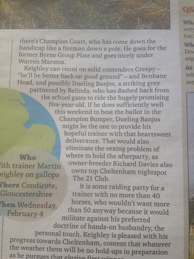 belindakeighley's tweet photo. @DuelingB ...your owner @richdavies21 doesn't believe you are mentioned in today's @RacingPost #proofattached! http://t.co/2FMcwOnBYb
