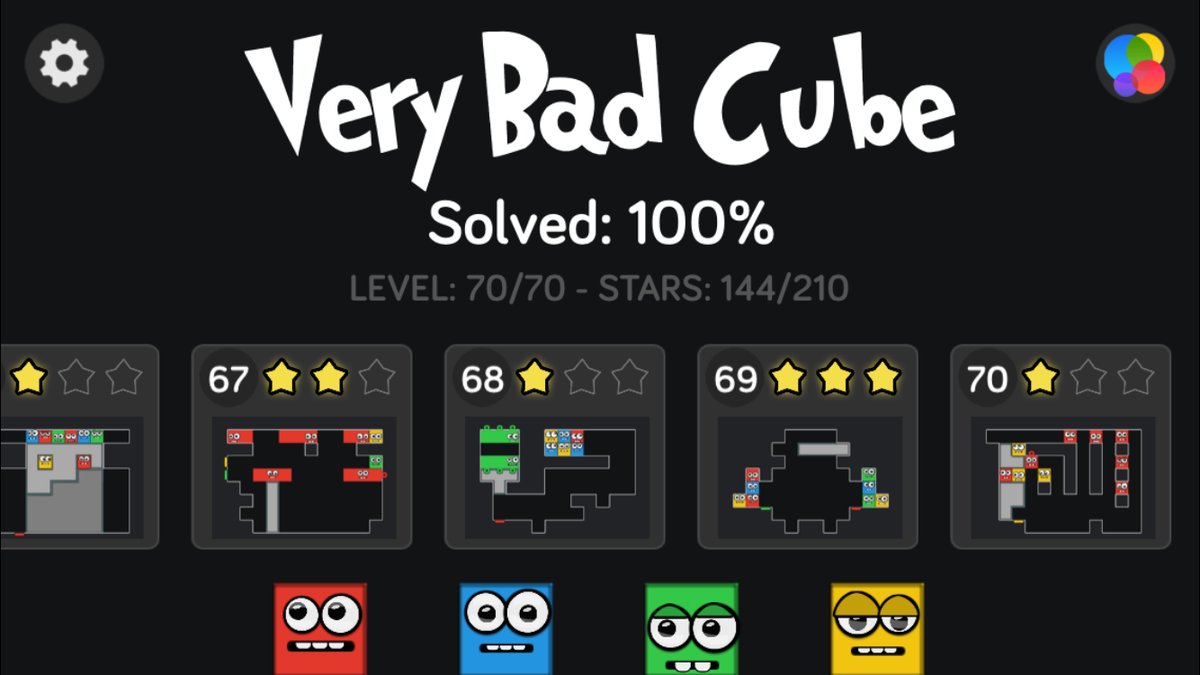 doblezeta's tweet photo. After 1 month, finally finished this awesome game. #VeryBadCube is one of the most brain challenging games out there. http://t.co/KfK1HD03Dz