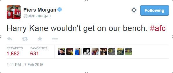SundayChants's tweet photo. Awkward - Piers Morgan before yesterday's game! http://t.co/tHLjc8s1wM