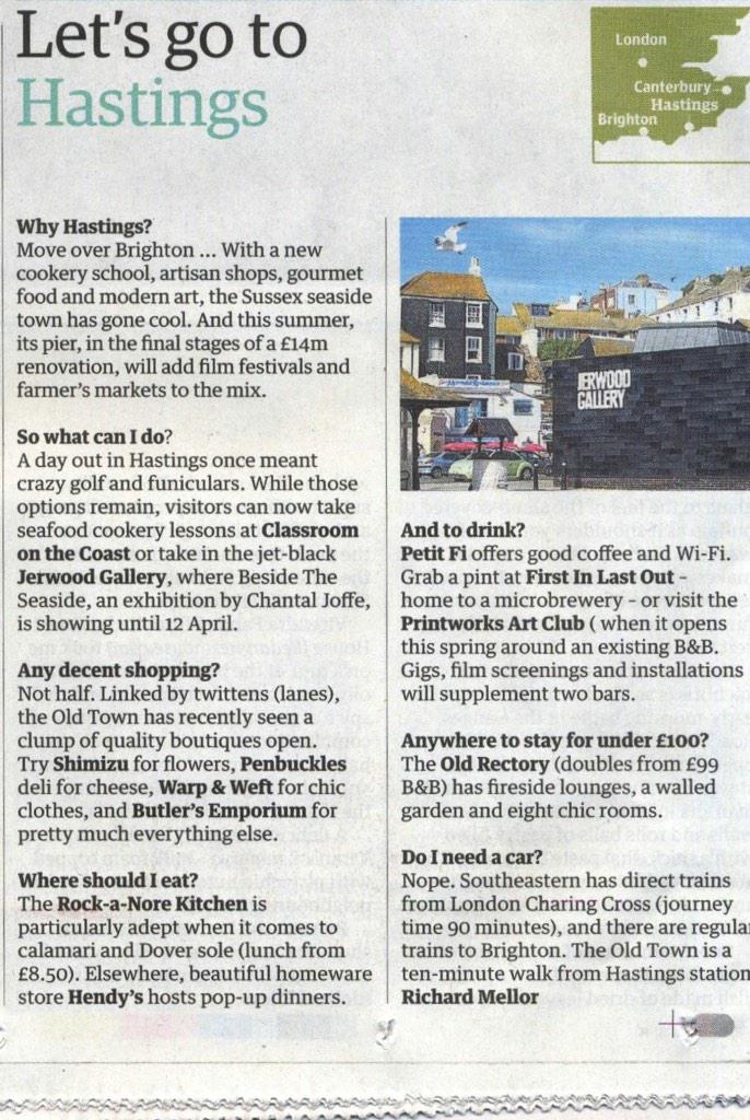 BakedByTheSea's tweet photo. Did anyone see the supplement in yesterday's @guardian? 'Lets go to Hastings' We are biased but #Hastings is lovely! http://t.co/MJrXqGPQPN