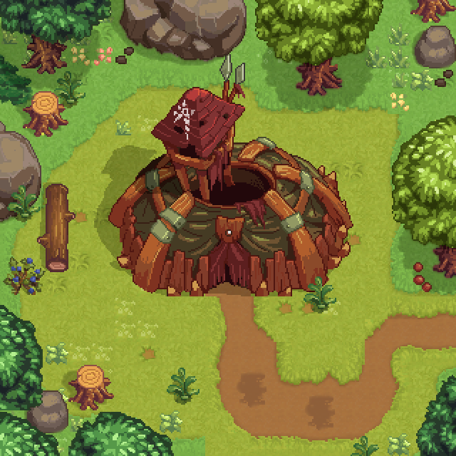 ThomasFrick's tweet photo. Working on this pretty Orc outpost..And on forest environment. Any suggestions? #DungeonLabyrinth @gamedev @pixelart http://t.co/tztACXoWPU