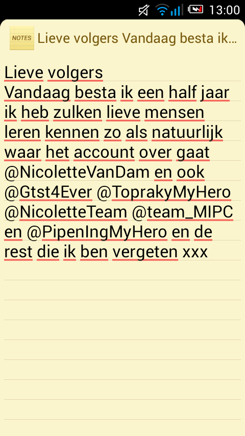 Voor <a href="/NicoletteVanDam/">Nicolette van Dam</a> @Gtst4Ever @ToprakyMyHero <a href="/NicoletteTeam/">NicoletteTeam</a> @Team_MIPC en @PipenIngeMyHero ik hou van jullie😘😘😘