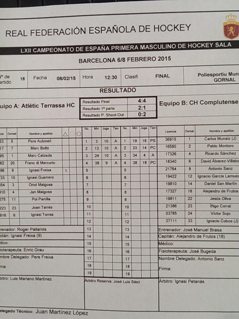 CampEspHS2015's tweet photo. Acta de la final http://t.co/UUA5EHq9RJ
