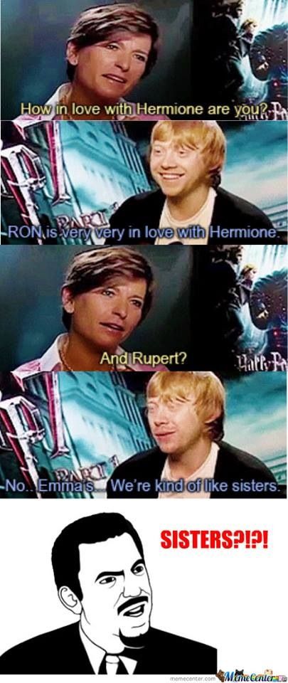 PotterWorldUK's tweet image. Q: “How in love with Hermione are you?”
Rupert: “RON is very very in love with Hermione.”
Q: “And Rupert?”