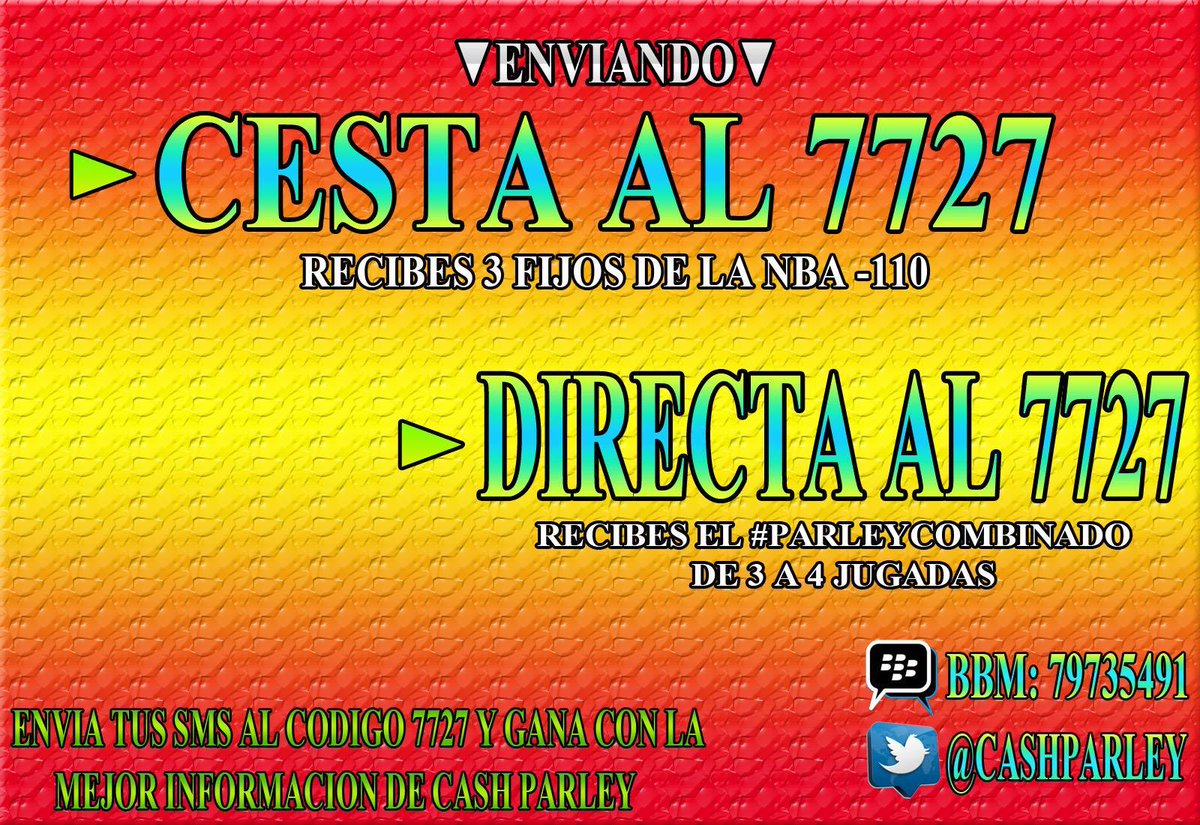 CashParley's tweet image. #ACTIVADA HOY ►DOMINGO◄ HOY A CERRAR SEMANA GANANDO
↓↓↓↓↓↓↓↓

►CESTA AL 7727◄ #3NBA
►DIRECTA AL 7727◄ #3NHL
