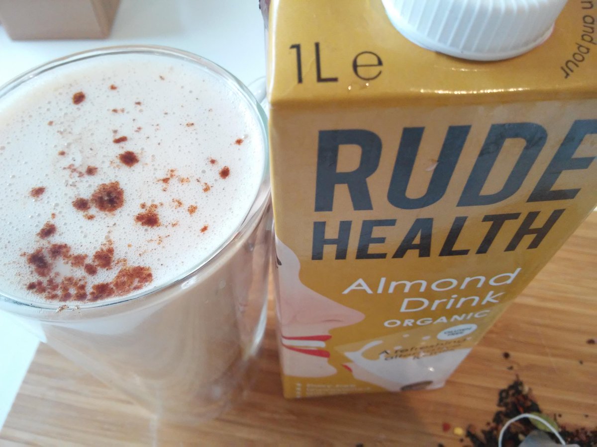 teapigs's tweet photo. We love making #teapigslattes with @rudehealth almond milk. so so good!  http://t.co/lIsixlFmFu http://t.co/0Qv1g8qBGi