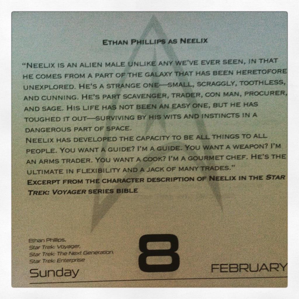 This Day in Trek - February 8, 2015 Happy Birthday Ethan Phillips! 