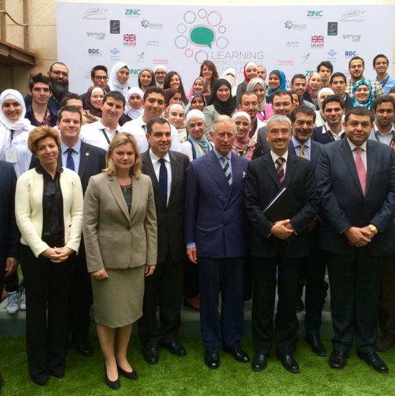 PeterMillett1's tweet photo. HRH Prince Charles with 70 young people fm #JO who attended our Learning from Experience event #employJO @KAFDJordan http://t.co/vsI9StKD4G