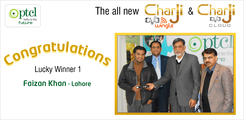 PTCLOfficial's tweet photo. Congratulations!!
Faizan Khan from Lahore
for winning #Charji Wingle in Guess &amp; Win contest #PTCL #UltraHighSpeedG http://t.co/cQVg05fZqP