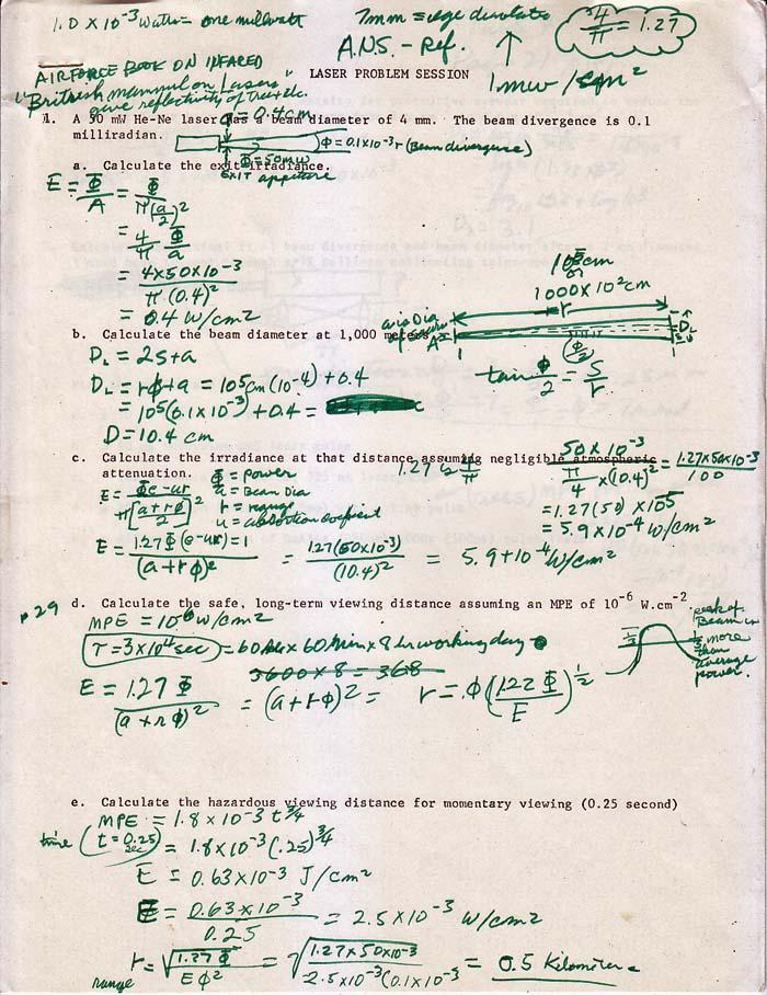 RockneKrebsArt's tweet image. #ArtMath RK&apos;s notes from 1973. Laser Light Sculpture safety math #artscience Rockne Krebs #artistnotes