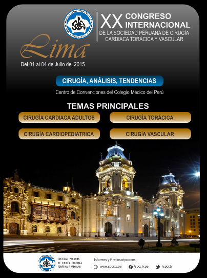 SPCCTV's tweet image. XX CONGRESO INTERNACIONAL - SPCCTV - 1 AL 4 DE JULIO 2015 - LIMA