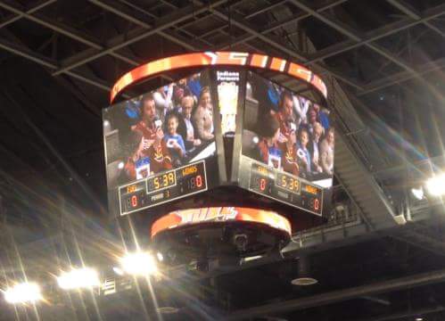 DickMartinplbg's tweet photo. My boys made it on the Megatron at the #indyfuel hockey game. They were pumped to help Scott http://t.co/a7hxbFenaI