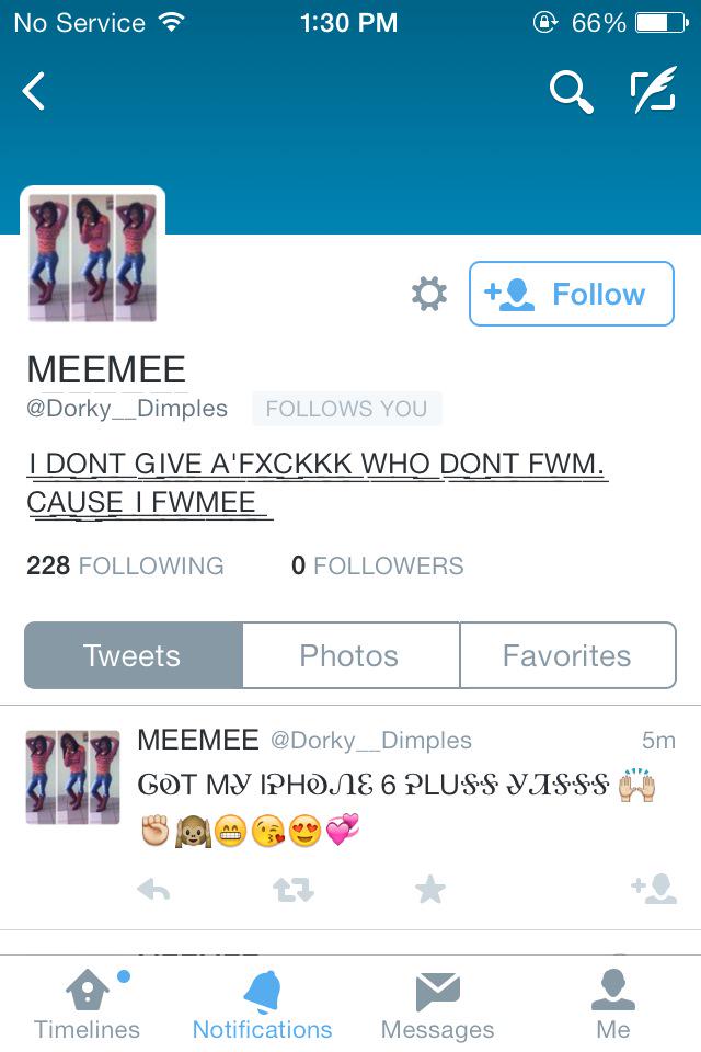 MeMe_Loyal's tweet photo. Follow My New Twitter Account Everybody @Dorky__Dimples http://t.co/4duNUoVKEc