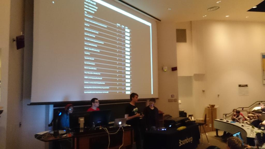 mnkytypwrtr's tweet image. Team CrowdBox on stage presenting as one of the top 5 teams! @VT_Hacks #Intel #MakeSoftware #IntelEdison