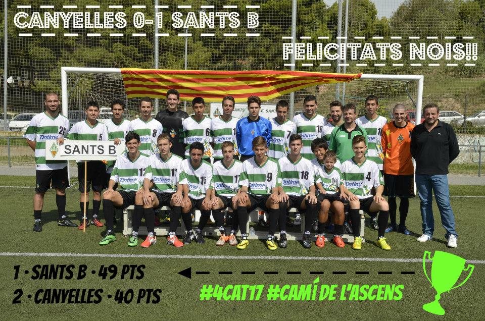 Canyelles 0-1 Sants B. L'enhorabona equip!!! Pas a pas i camí de l'ascens amb el que tots somiem!! #4cat17