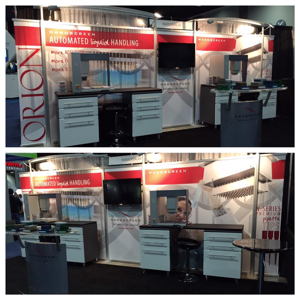NanoScreenLLC's tweet photo. It's time! Final reveal: #NanoScreen @SLAS_Org #ORION #liquidhandling #labautomation http://t.co/fMkEX3TYSd