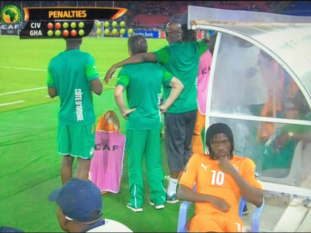  Gervinho could not watch Ivory Coast win AFCON final penalty shoot out [Pics, video & Memes]