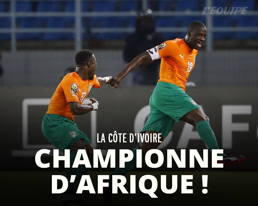 lequipe's tweet photo. La Côte d'Ivoire remporte la CAN 2015 ! http://t.co/5Byxn2Kjoe http://t.co/nrzspJ5Aho