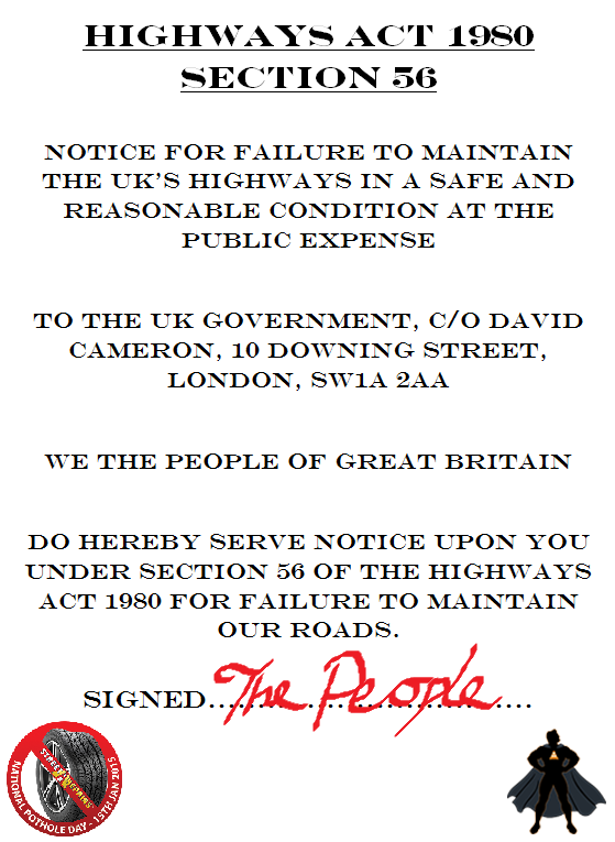 mrpotholeuk's tweet photo. Celebrities do not seem to want RT this to @David_Cameron down us Great British public 2 fight 4 better roads pls RT http://t.co/v7pz2BQk0L