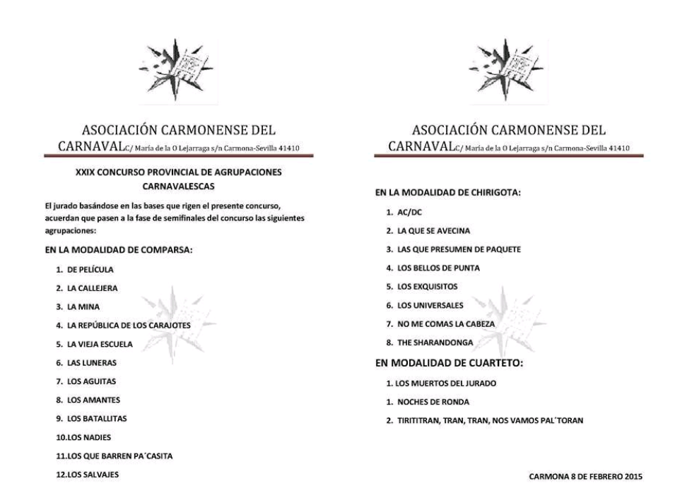 acarmodcarnaval's tweet photo. Pase de semifinales del XXIX concurso provincial de agrupaciones carnavalescas ciudad de Carmona http://t.co/QmgIo3qF80