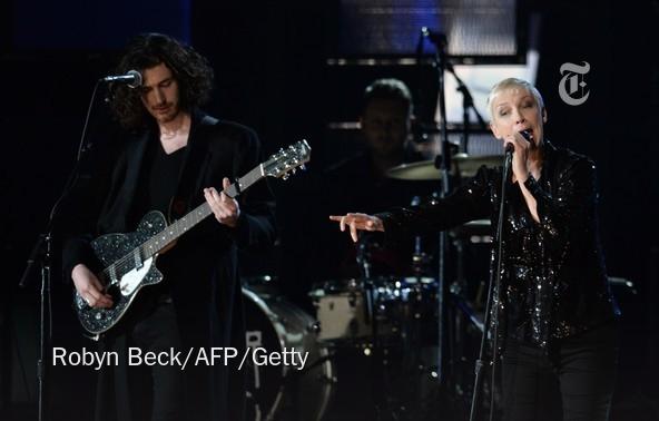 nytimesarts's tweet photo. Annie Lennox doesn’t give a whit about the Grammys and therefore is the only one killing it http://t.co/cjQqaxpFPI http://t.co/NtiNcbNNoo