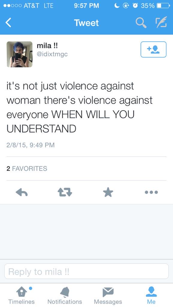 yes there is violence against men too, but like it's like the diff between #BlackLivesMatrer and #AllLivesMatter