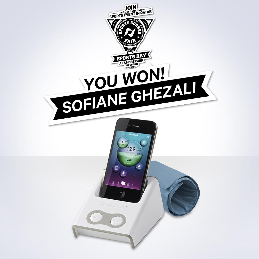 SportsCornerCo's tweet photo. #Congratulations to our friend Sofiane Ghezali for winning #NSDSC "Invite And Win CardioDock for iPhone"
#Qatar2015 http://t.co/oAFXgvIoSY