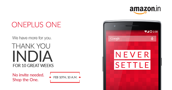 amazonIN's tweet photo. Buy the One. No invite needed. On Feb 10, at 10 am. Limited Stocks!
http://t.co/JW1tsSgtyS #OnePlusOneOnAmazon http://t.co/8SohxNT8gU